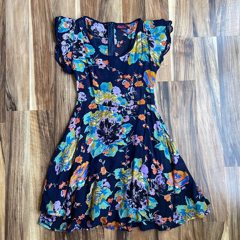 Motel Rocks Navy Blue Floral Dress